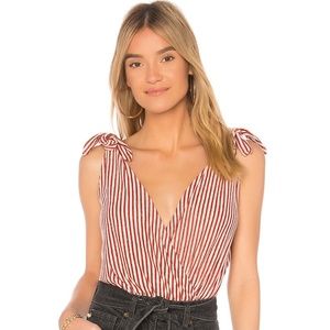 Nanushka Paloma Bodysuit in Red Stripe